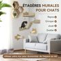 Voir la diapositive 4 : PAWHUT Arbre à chat mural - étagères murales chat - parcours mural 4 pièces - beige