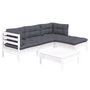 Voir la diapositive 3 : VIDAXL Salon de jardin 5 pcs avec coussins blanc bois de pin