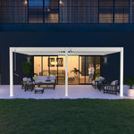 Chalet & jardin Pergola bioclimatique - Ombréa - adossée - 4x6M - Blanc - Version 2 - 400x600x258 cm