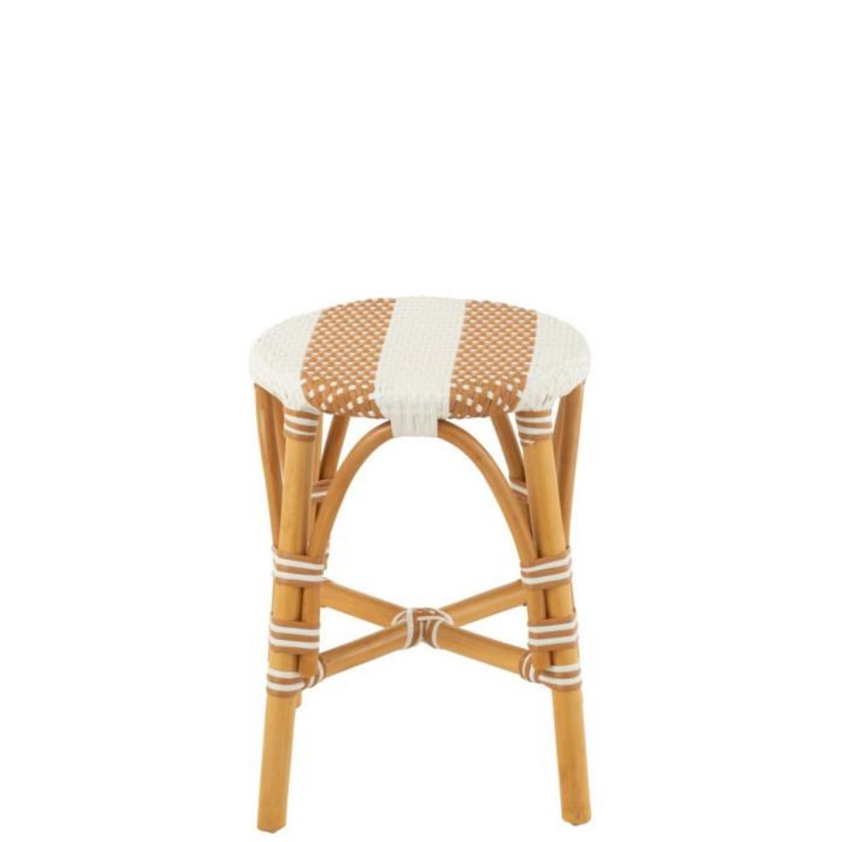 Paris Prix Tabouret en Rotin  Danial  44cm Blanc & Naturel