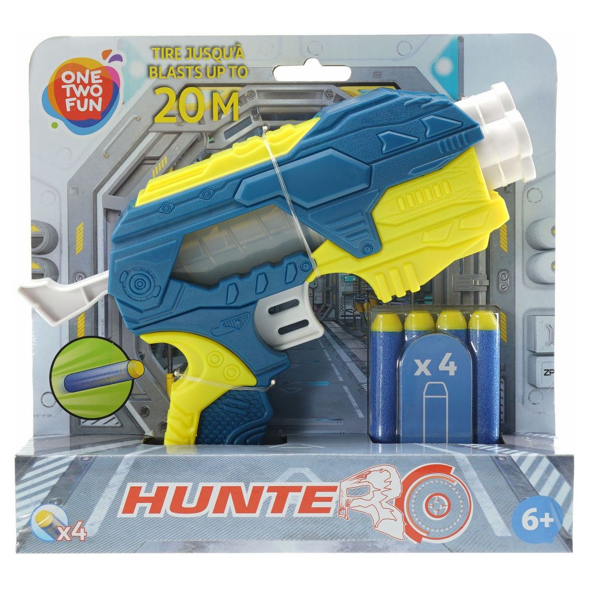 One Two Fun Pistolet Hunter + 4 fléchettes