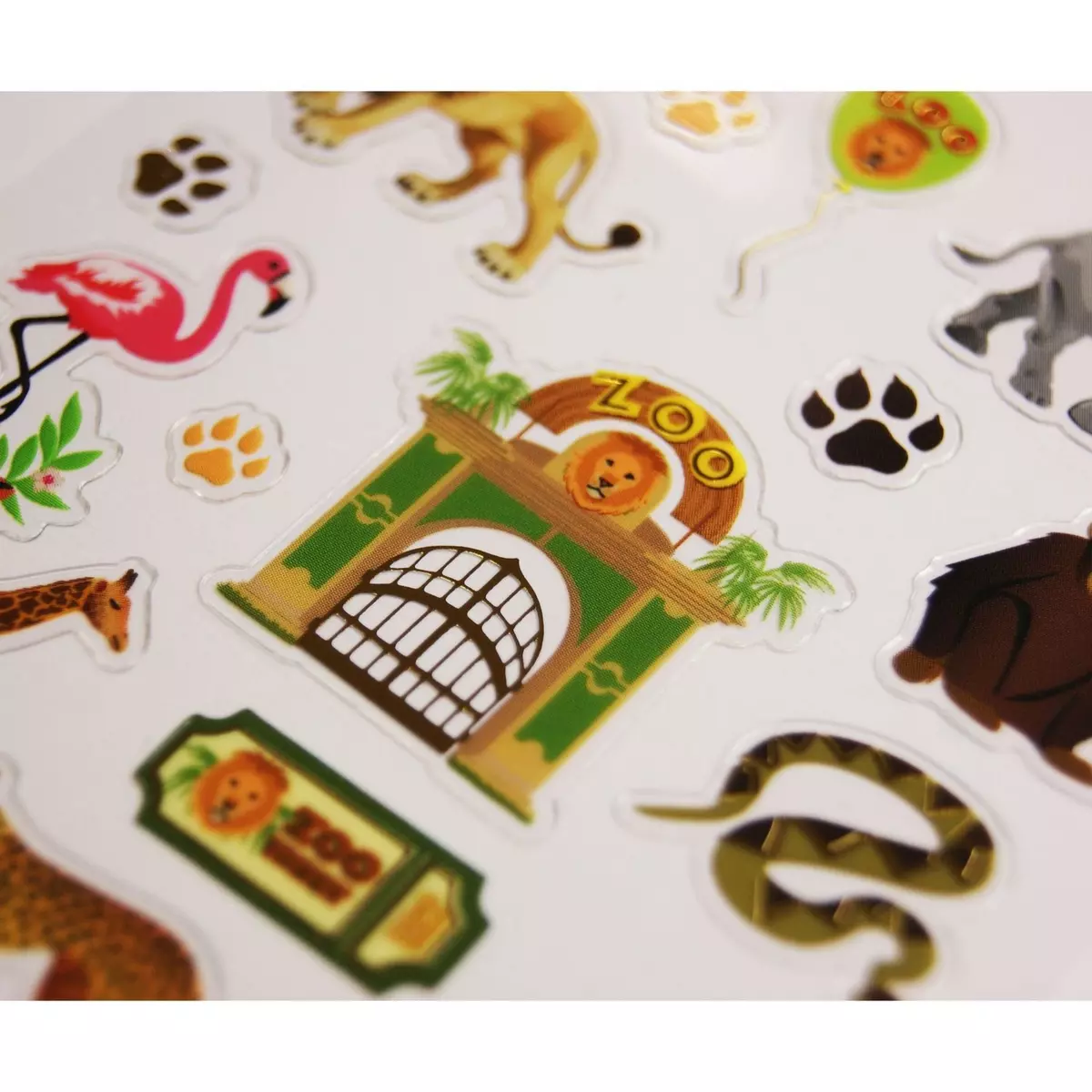  Stickers - Visite au zoo - Dorures - 7,5 x 10 cm