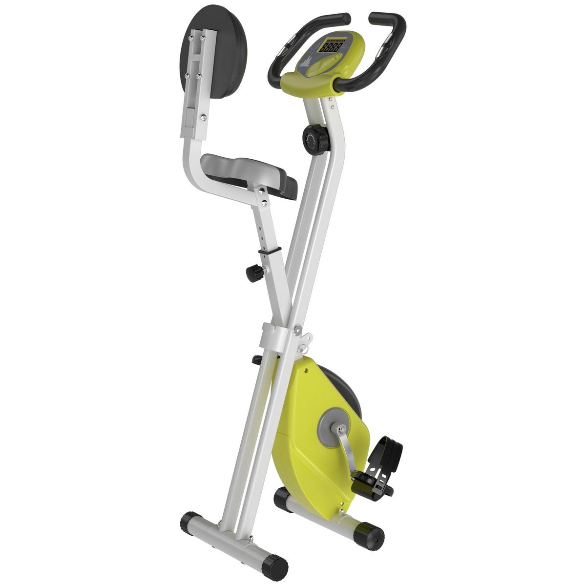 HOMCOM Vélo d'appartement pliable 8 niveaux de résistance magnétique selle réglable dossier écran LCD multifonction capteur fréquence cardiaque