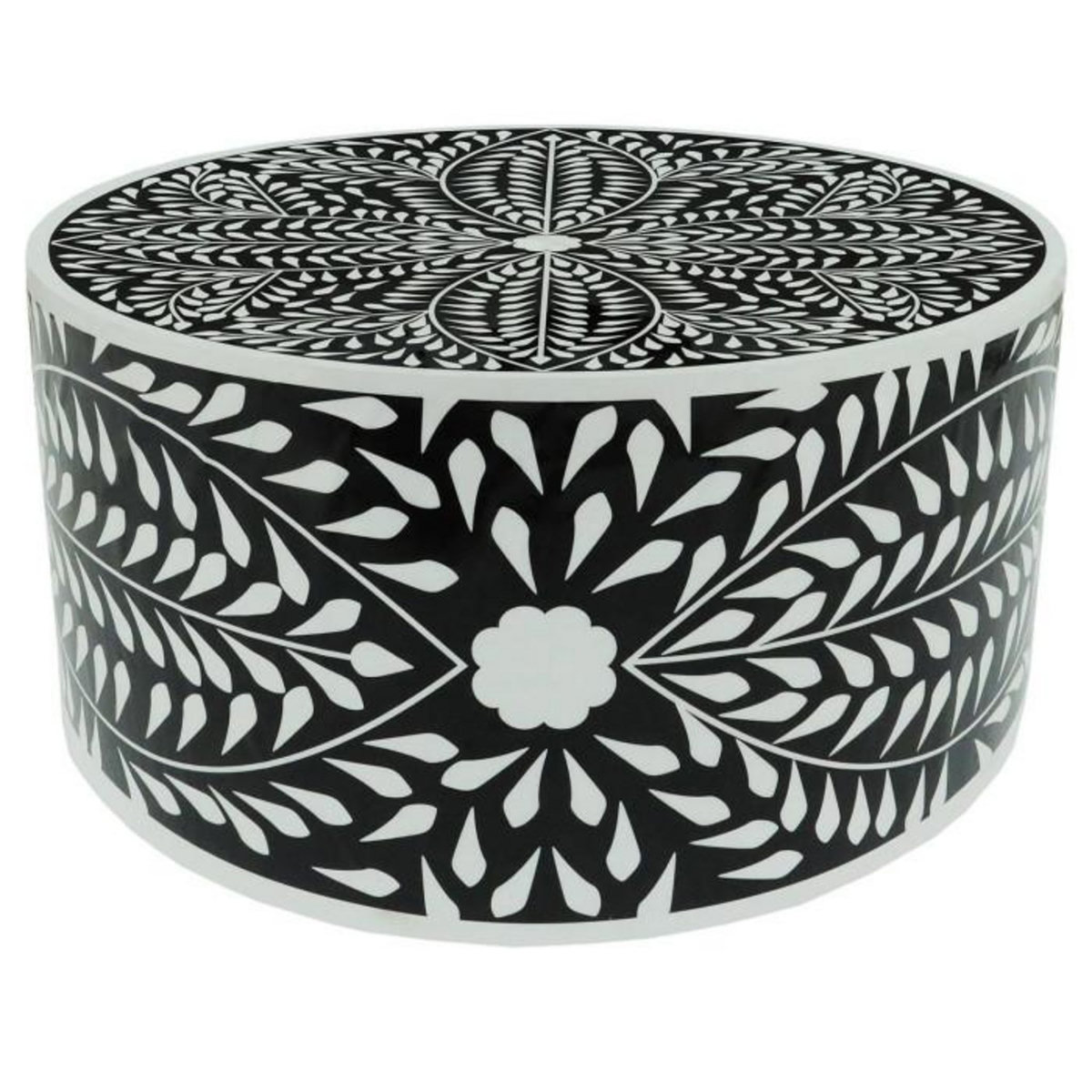 Paris Prix Table Basse Ronde  Flower  66cm Noir & Blanc