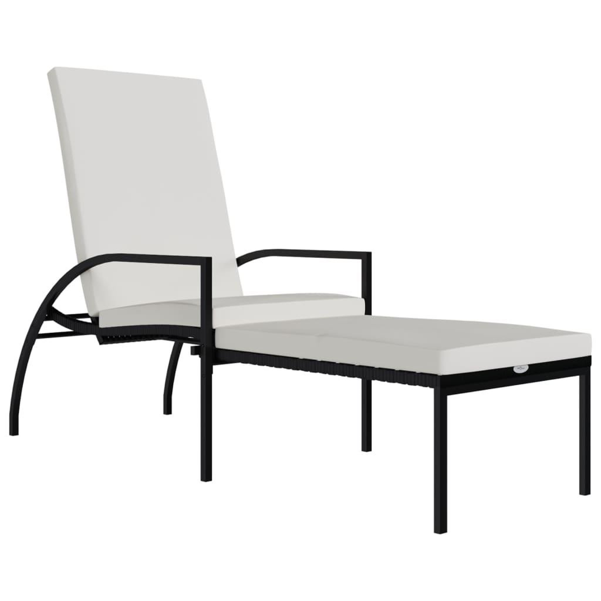 Voir la diapositive 2 : VIDAXL Chaise longue avec repose-pied Resine tressee Noir