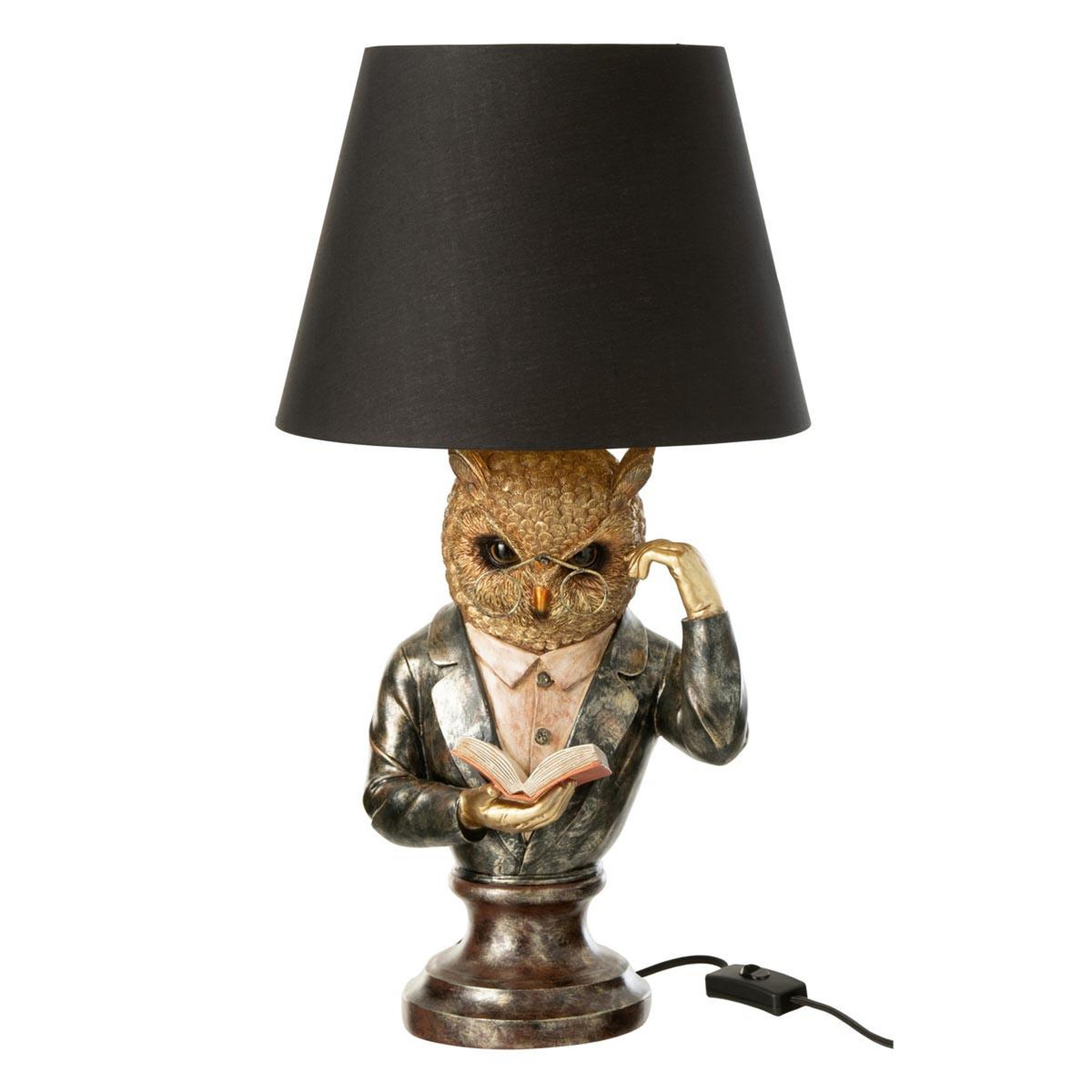J-LINE Lampe à poser hibou  lecture  55cm multicolore