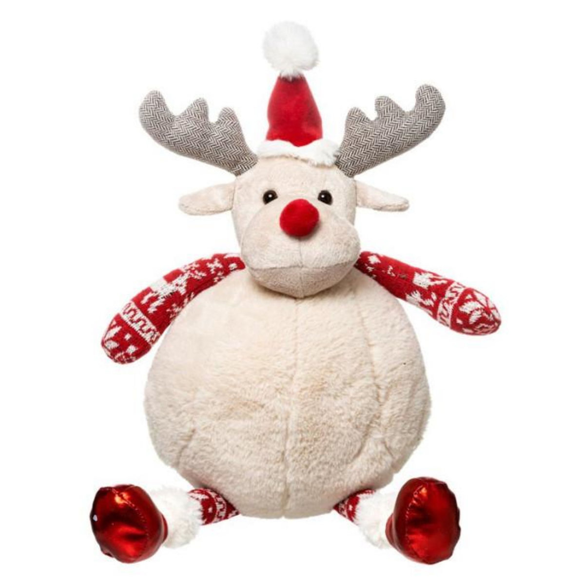 FEERIC LIGHT & CHRISTMAS Peluche Enfant Renne  Chapeau  40cm Naturel