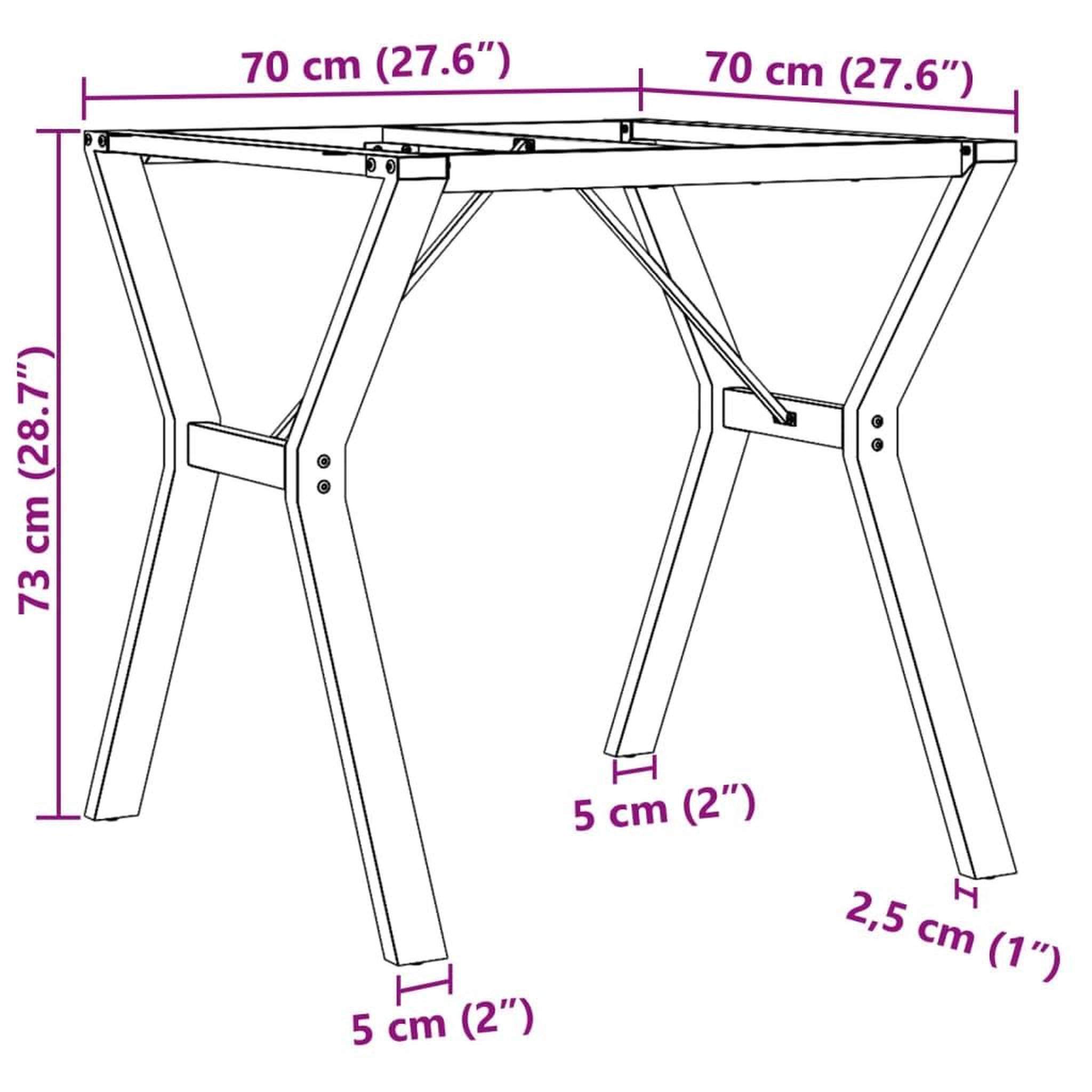 Voir la diapositive 6 : VIDAXL Pieds de table a manger cadre en Y 70x70x73 cm acier