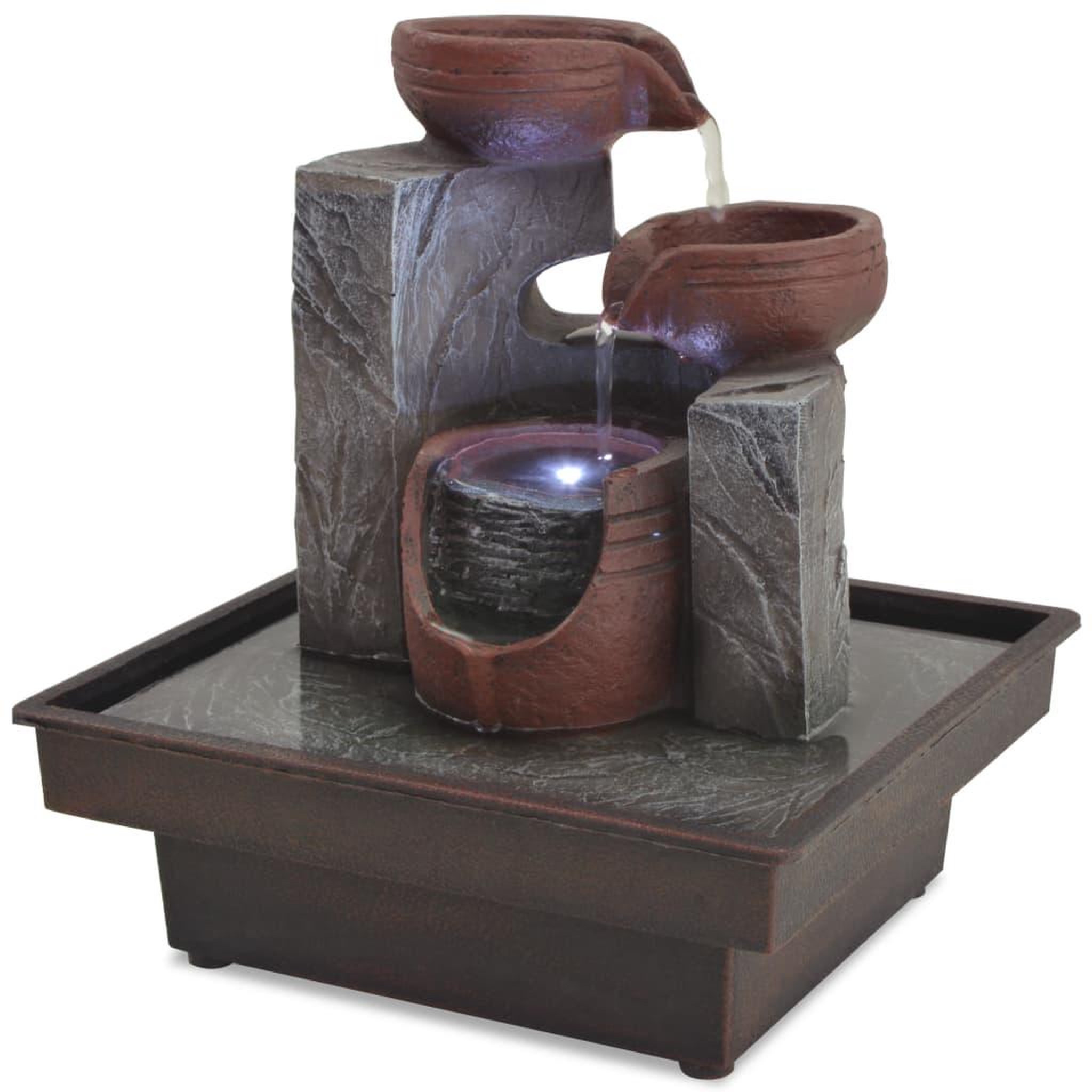 VIDAXL Fontaine d'interieur avec lampe LED Polyresine