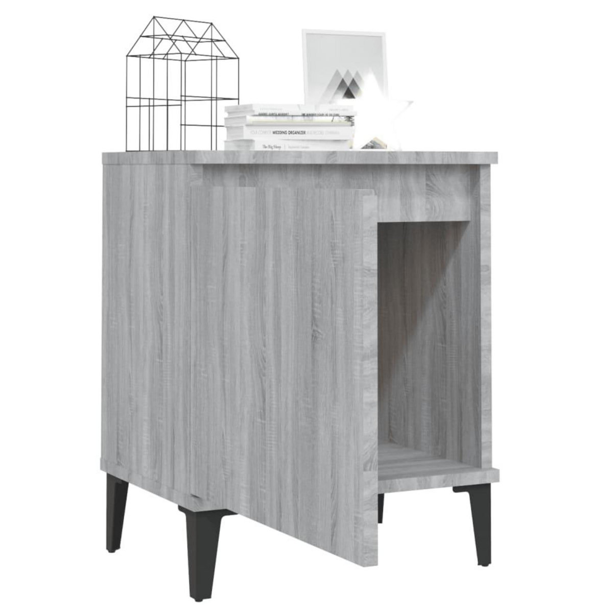 VIDAXL Tables de chevet avec pieds en metal sonoma gris 40x30x50 cm
