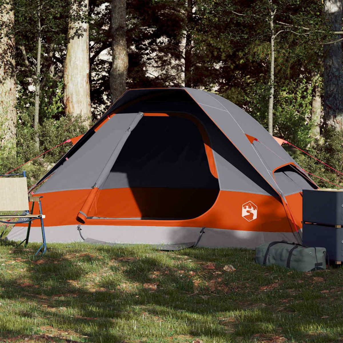 VIDAXL Tente de camping a dome 2 personnes gris et orange impermeable