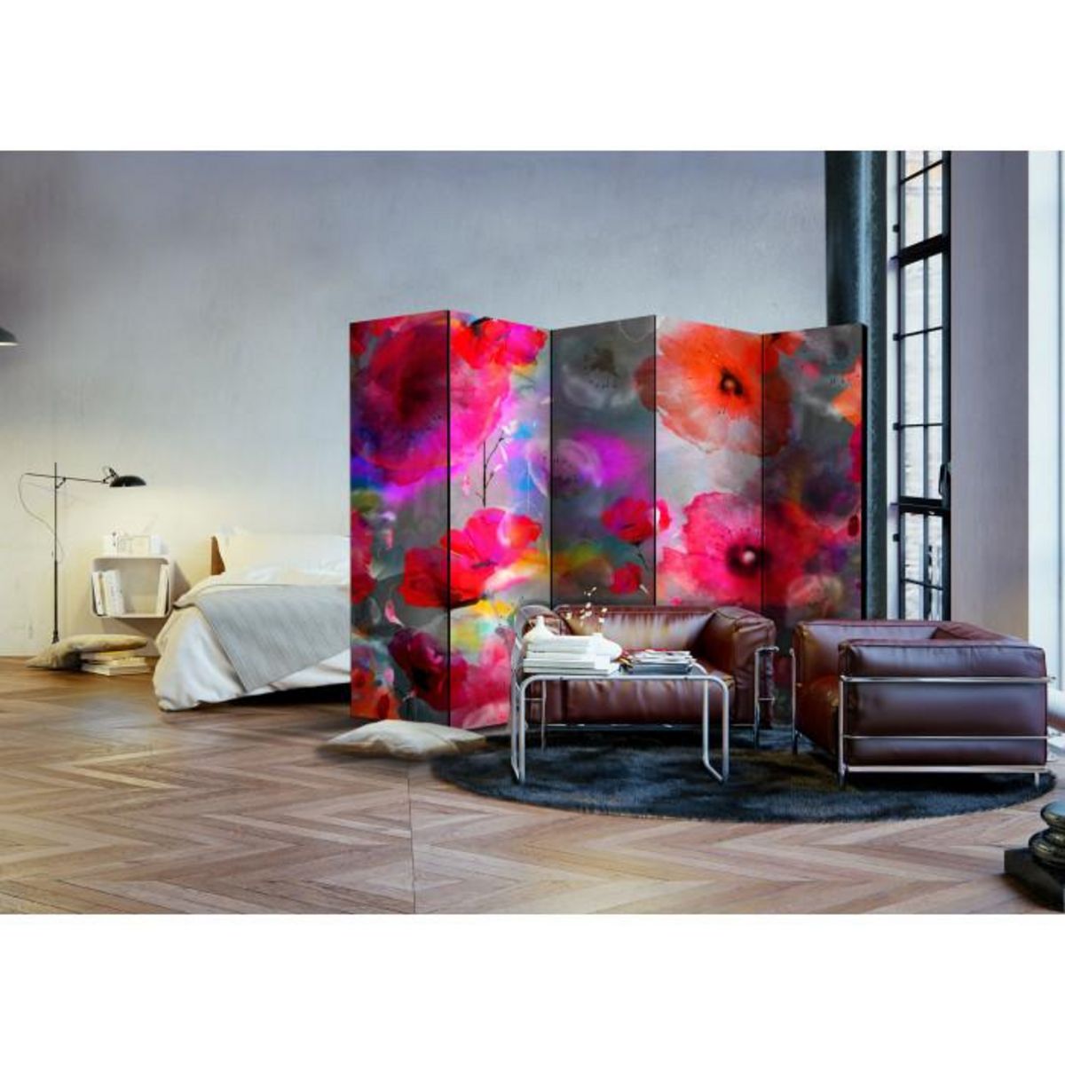 Paris Prix Paravent 5 Volets  Painted Poppies  172x225cm