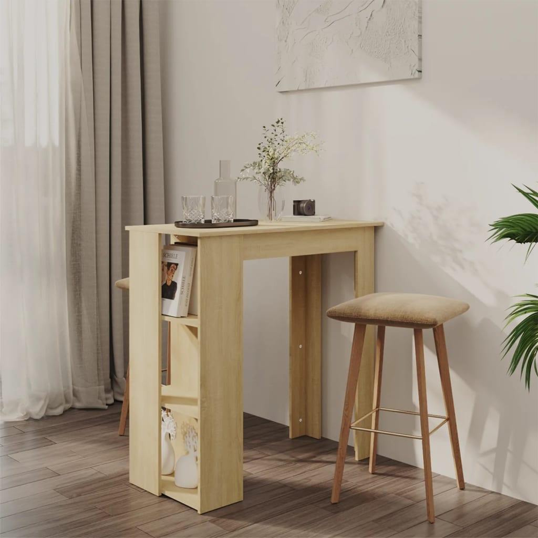 Voir la diapositive 1 : VIDAXL Table de bar avec etagere Chene sonoma Bois d'ingenierie
