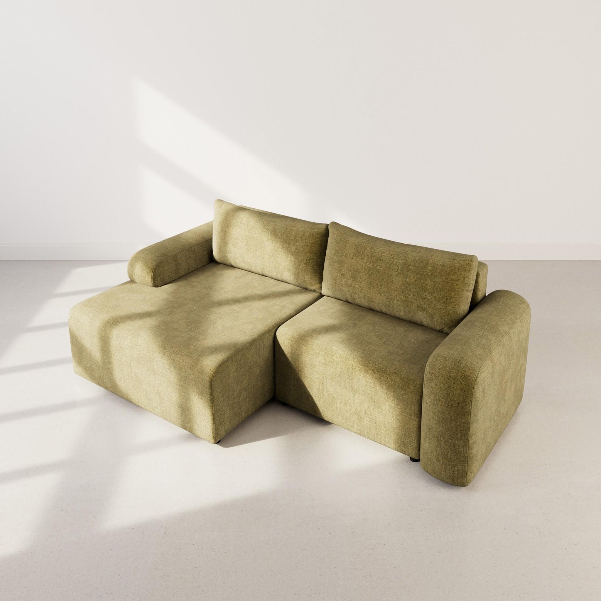 Voir la diapositive 6 : BEST MOBILIER Rebecca - canapé d'angle gauche 4 places convertible avec coffre en velours texturé