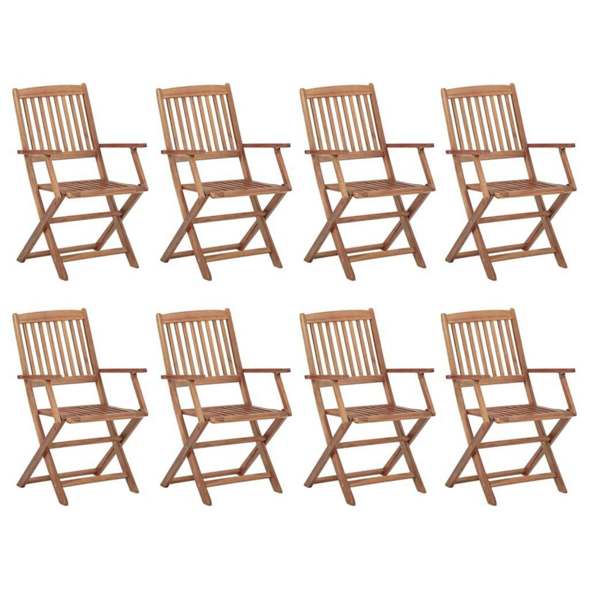 VIDAXL Chaises pliables d'exterieur et coussins lot de 8 Bois d'acacia