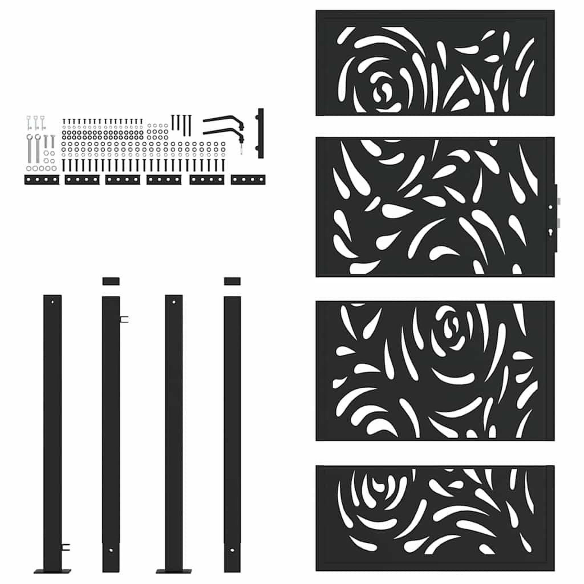 Voir la diapositive 4 : VIDAXL Portail de jardin noir 105x180 cm acier conception de flamme