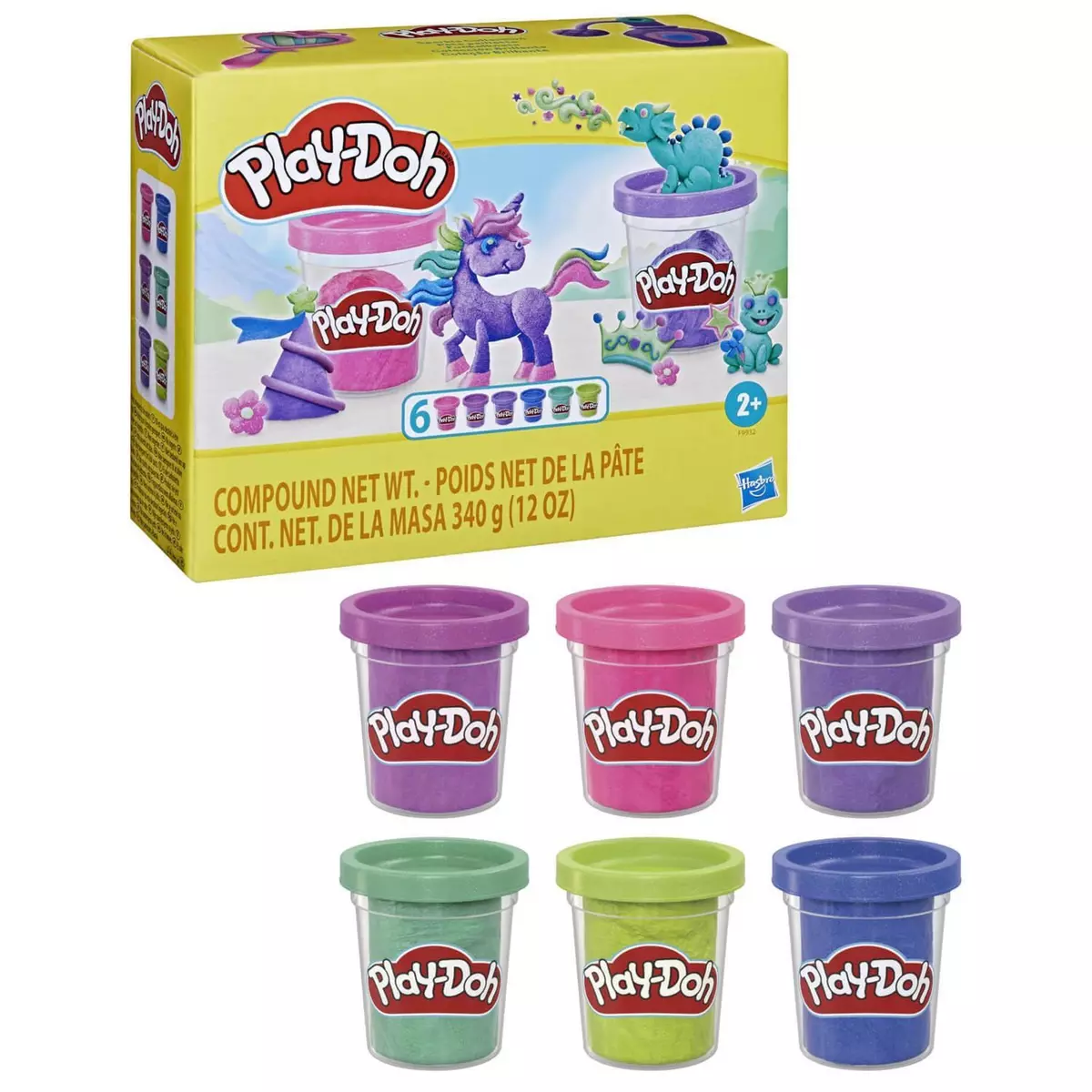 Play-Doh Coffret Play-Doh : 6 pots de pâte à modeler à paillettes