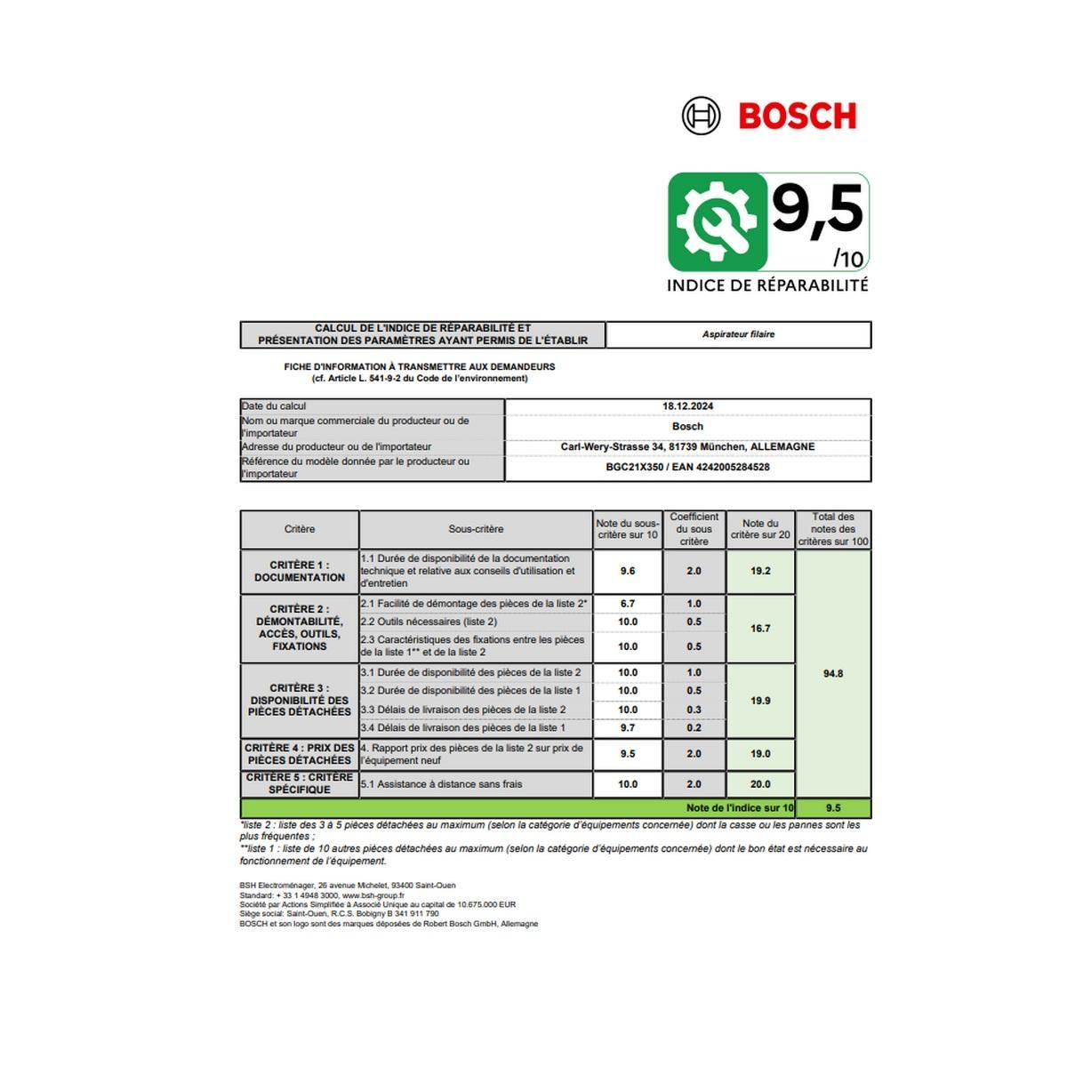 BOSCH Aspirateur traineau 750w 78db rouge - BGC21X350