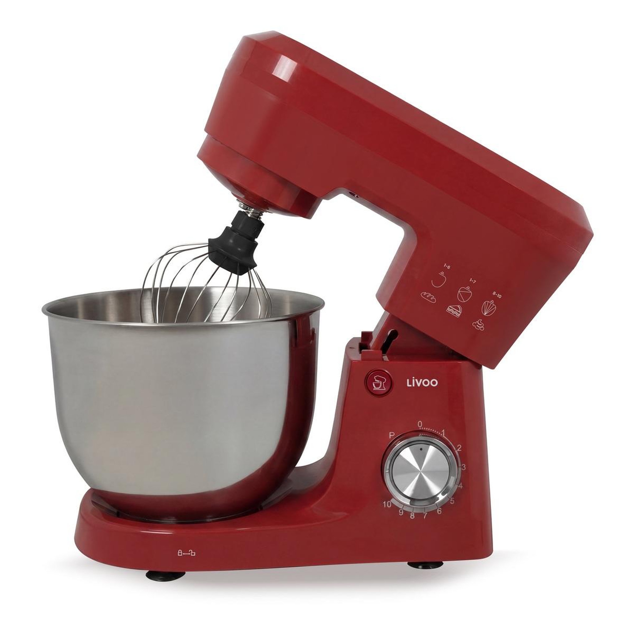 Voir la diapositive 2 : LIVOO Robot pâtissier 5l 1500w rouge - DOP263R
