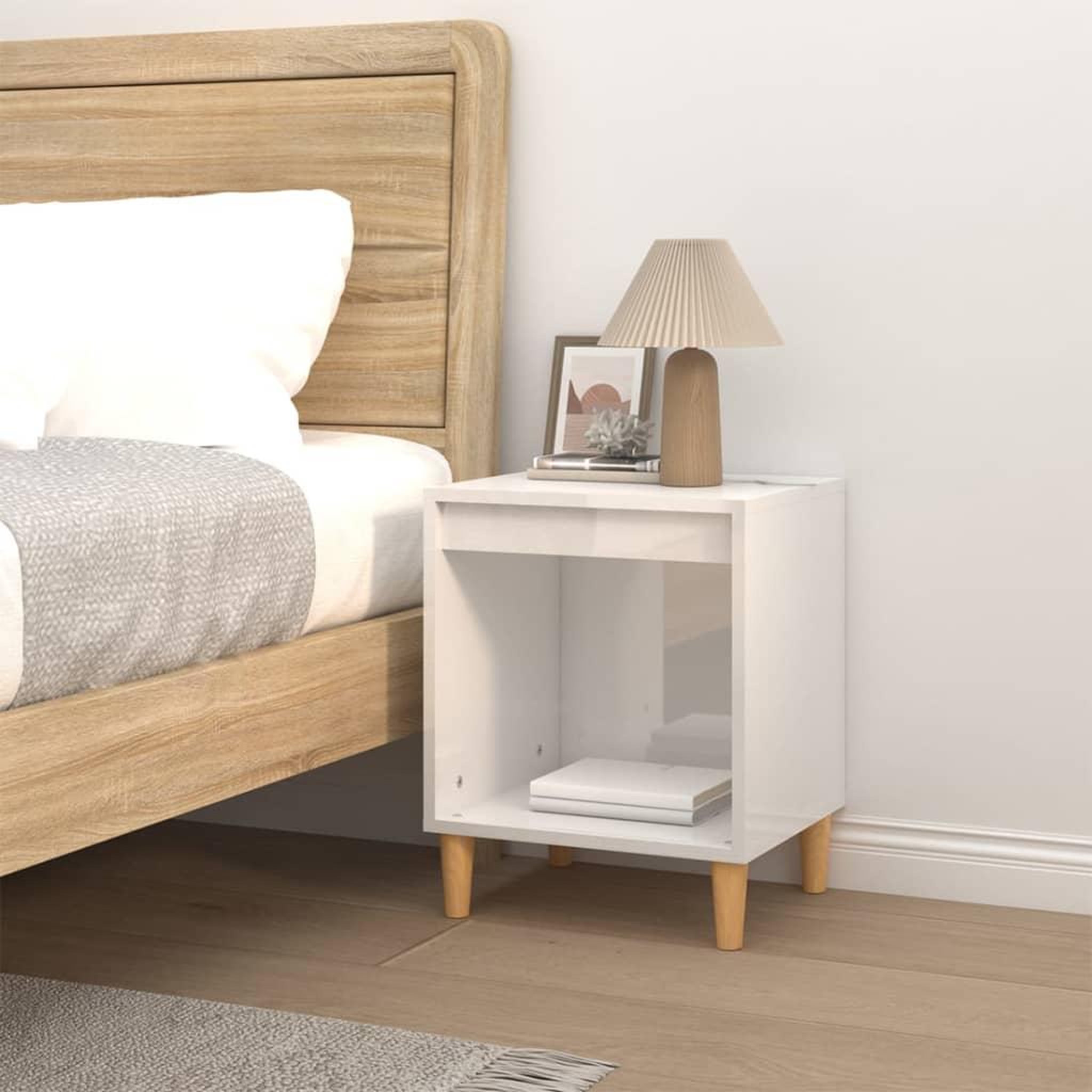 Voir la diapositive 3 : VIDAXL Table de chevet Blanc brillant 40x35x50 cm Bois d'ingenierie