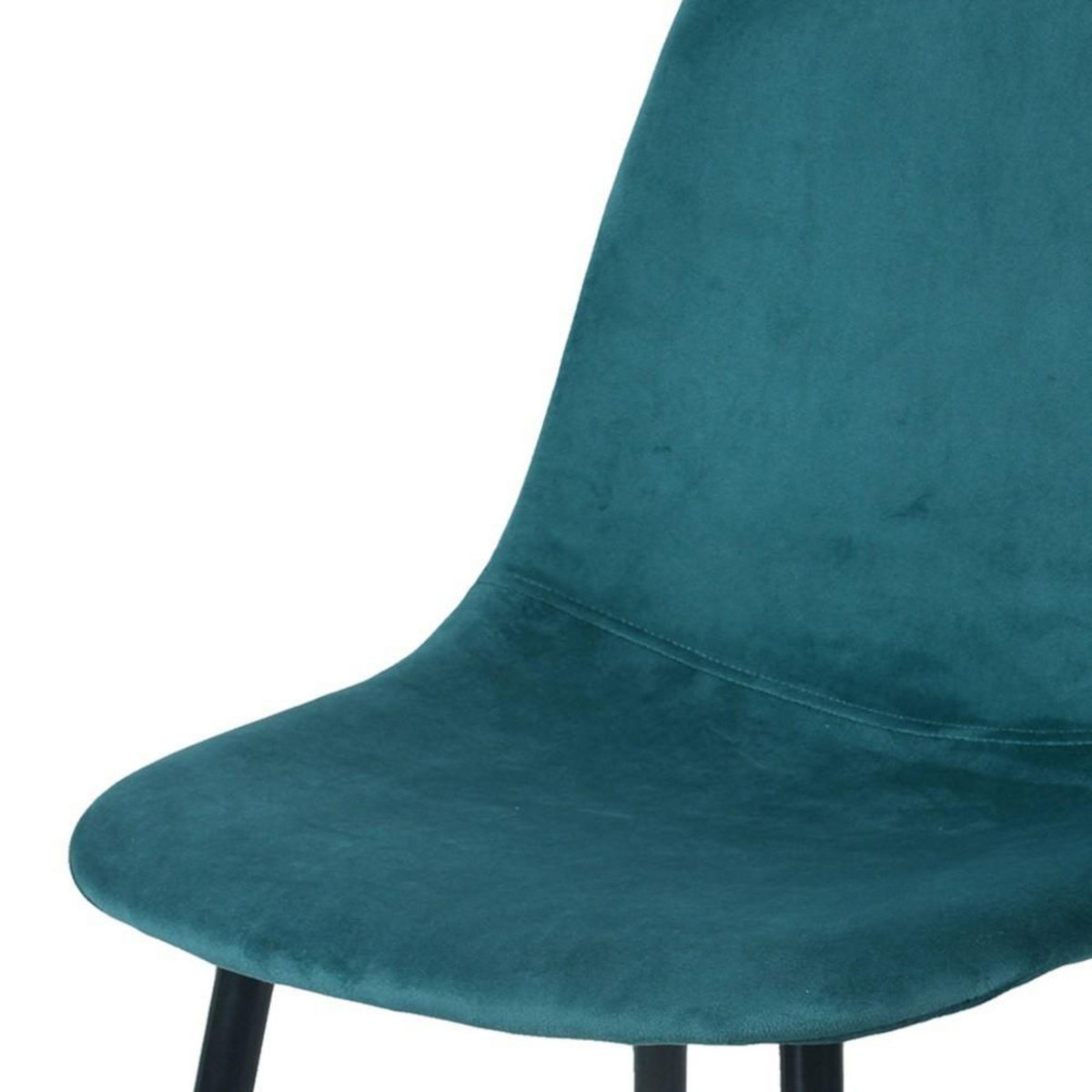 FORNORD Chaise en velours bleu canard et pieds métal noir