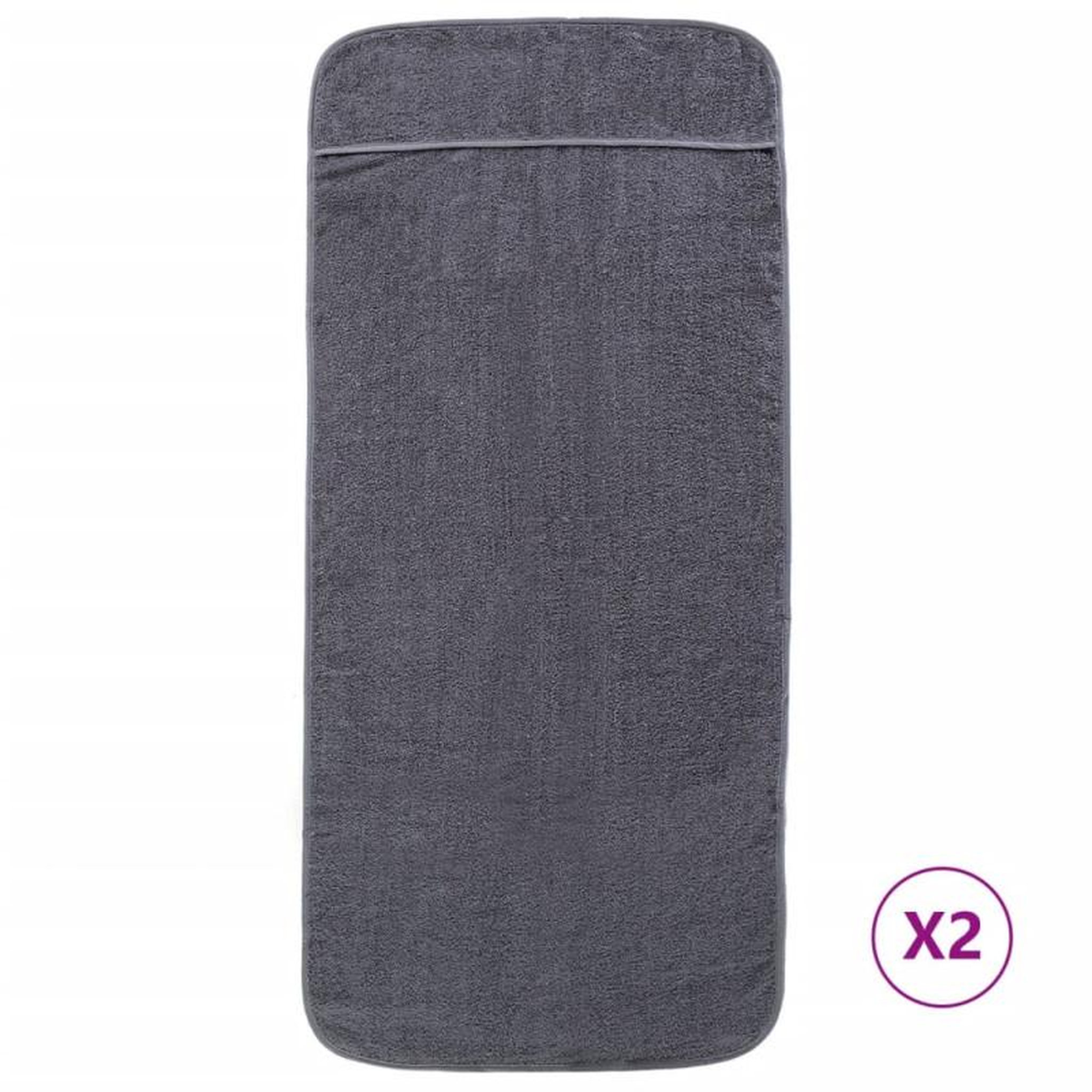 Voir la diapositive 2 : VIDAXL Serviettes de plage 2 pcs anthracite 60x135 cm tissu 400 GSM