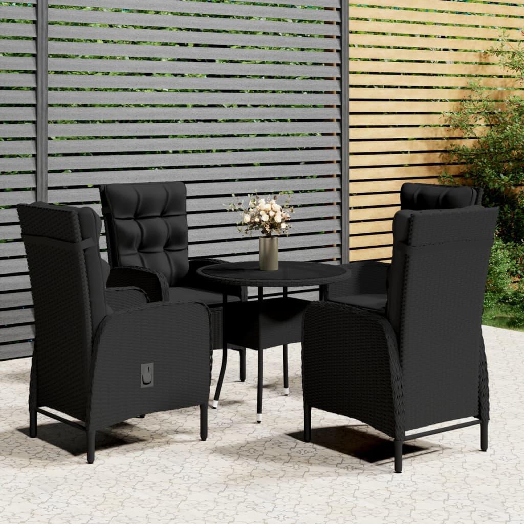 VIDAXL Ensemble de bistro de jardin 5 pcs Resine tressee Noir