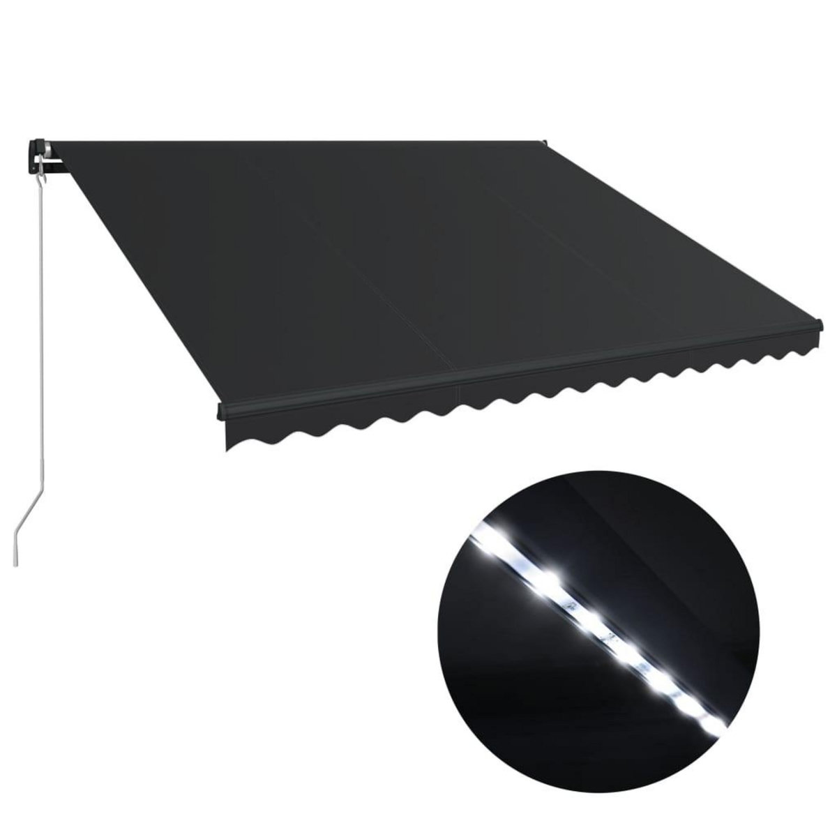 VIDAXL Auvent manuel retractable avec LED 450x300 cm Anthracite