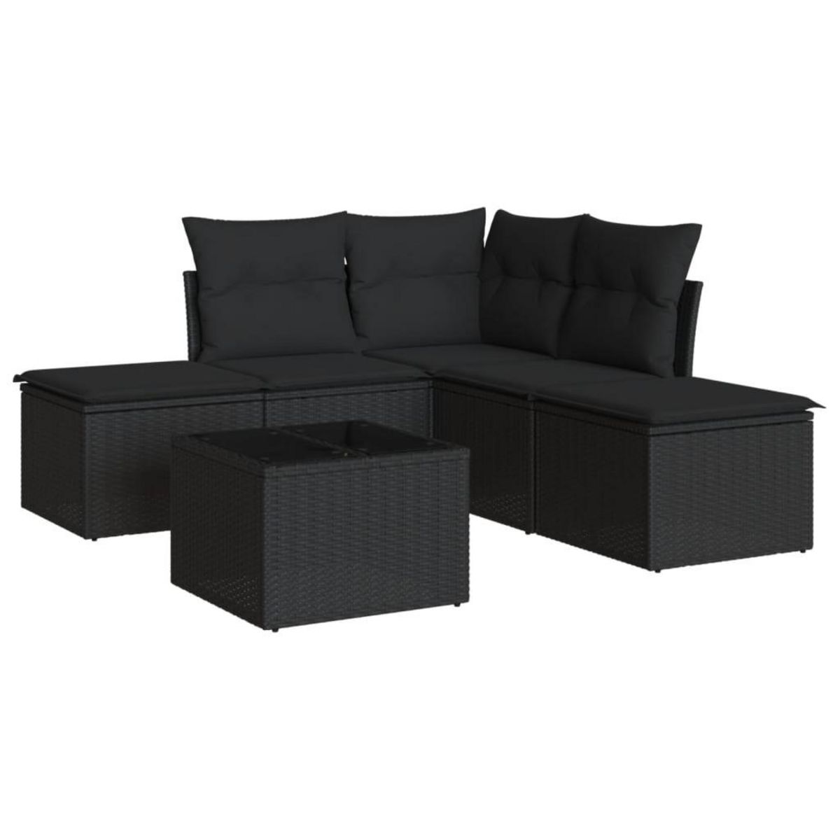VIDAXL Salon de jardin 6 pcs avec coussins noir resine tressee