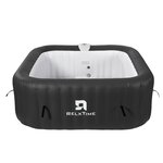 RELX TIME Spa gonflable 6 places carré - RELXTIME - 130 Jets - Noir - Filtre et bâche inclus