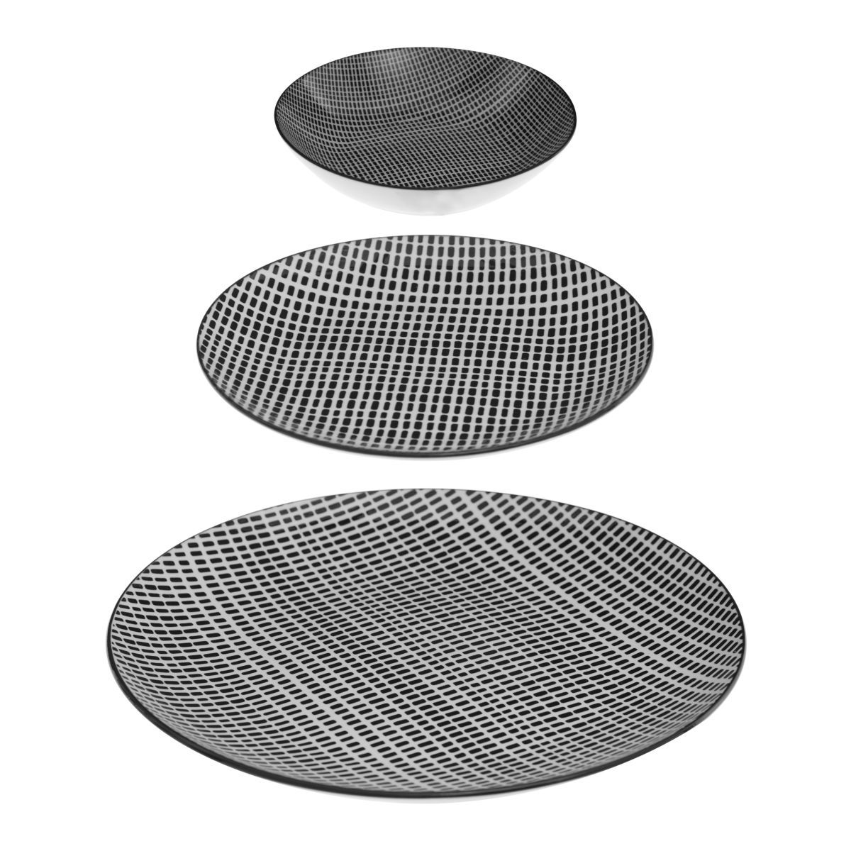 Service 18 pièces SQUARE en porcelaine décoré