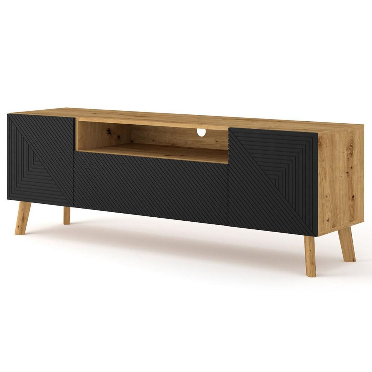 BEST MOBILIER Velato - meuble tv - effet bois et noir - 160 cm