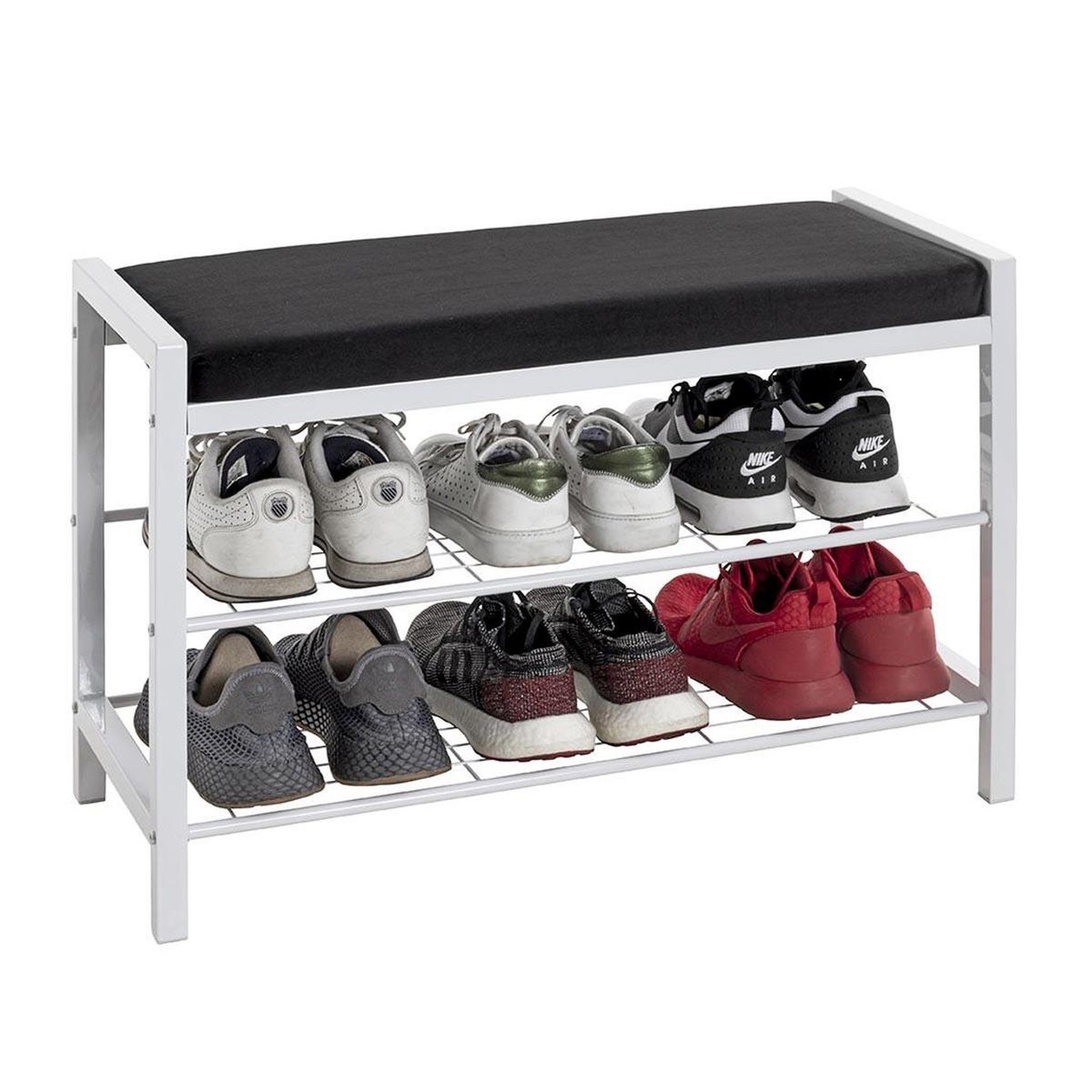 Voir la diapositive 3 : Paris Prix Banc rangement à chaussures  elia  75cm blanc & noir