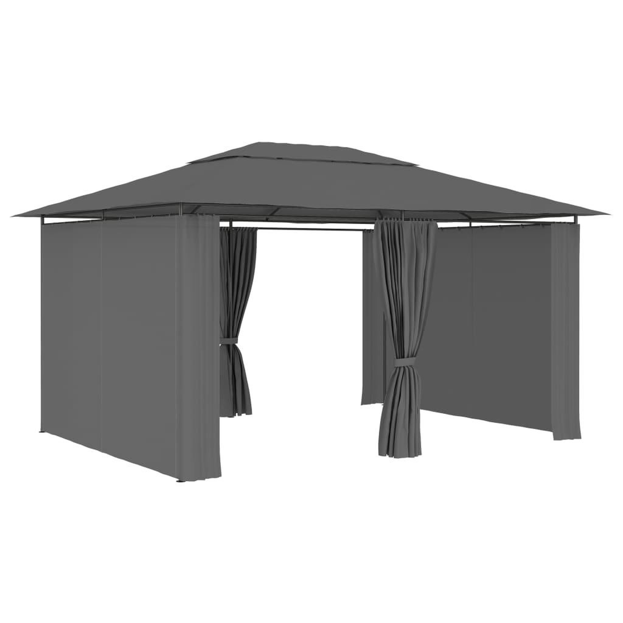 Voir la diapositive 2 : VIDAXL Tonnelle de jardin avec rideaux 4 x 3 m Anthracite