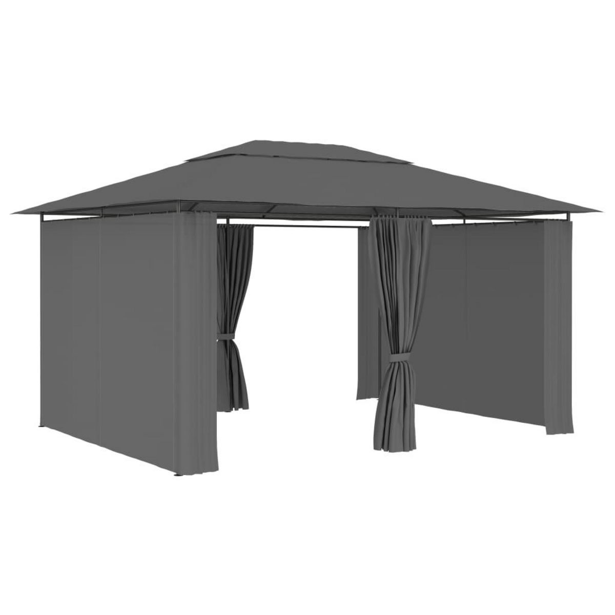 VIDAXL Tonnelle de jardin avec rideaux 4 x 3 m Anthracite