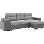 Voir la diapositive 3 : MARKET24 Canapé d'angle convertible réversible 3 places JAMES - L 245 x H 91 x P 139 cm - Coffre et 2 poufs - Anthracite et gris