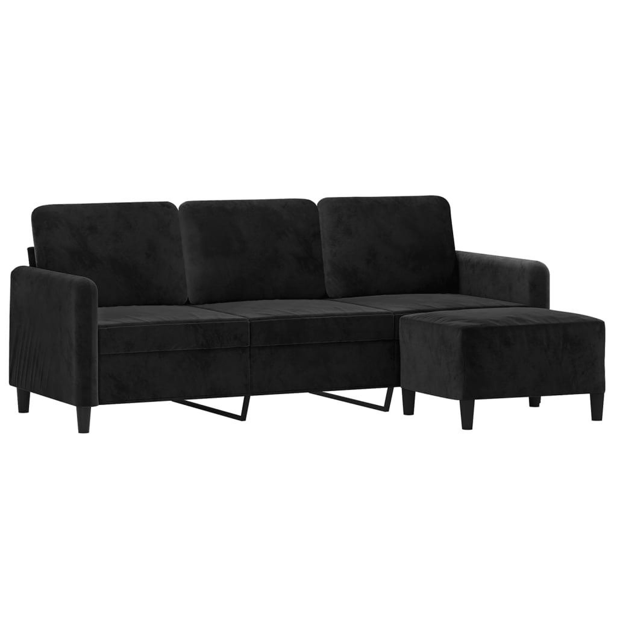 Voir la diapositive 3 : VIDAXL Canape a 3 places avec repose-pieds Noir 180 cm Velours