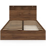 Voir la diapositive 4 : ID MARKET Lit double CLEM avec rangements + tête de lit et sommier 140 x 190 cm effet noyer