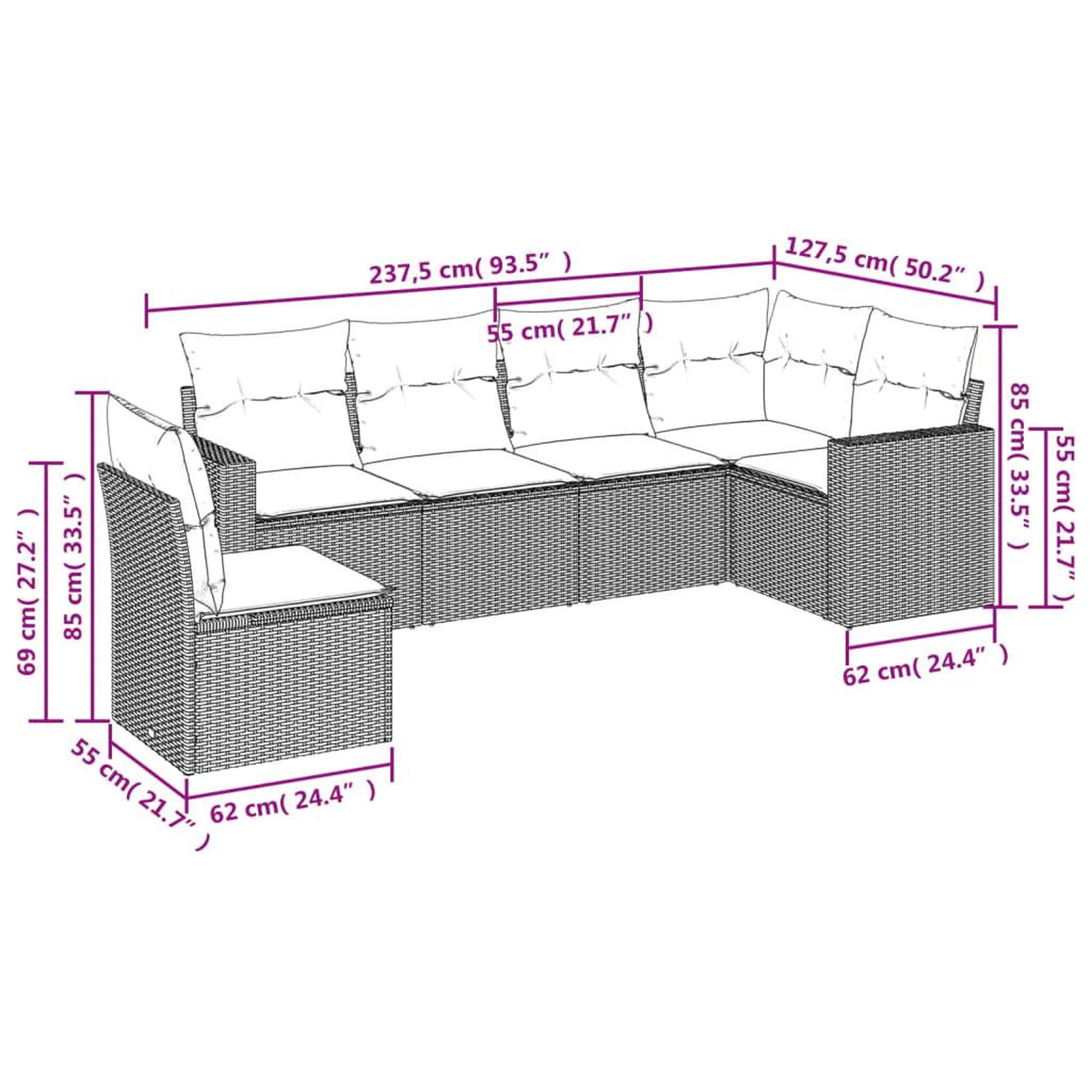Voir la diapositive 4 : VIDAXL Salon de jardin 6 pcs avec coussins gris clair resine tressee