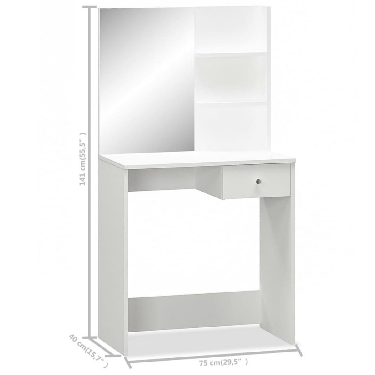 VIDAXL Coiffeuse Bois d'ingenierie 75x40x141 cm Blanc