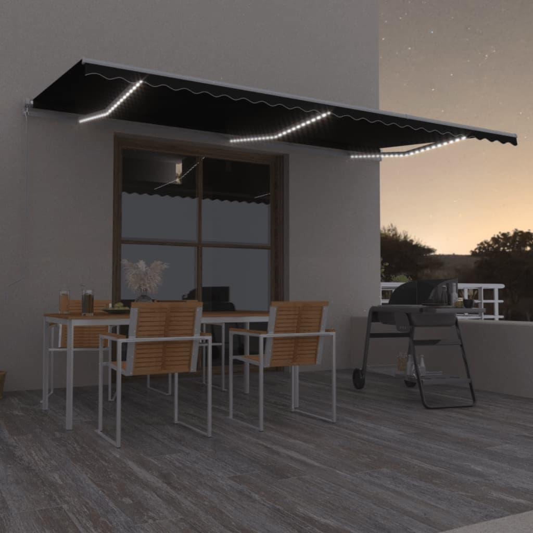 VIDAXL Auvent manuel retractable avec LED 600x350 cm Anthracite