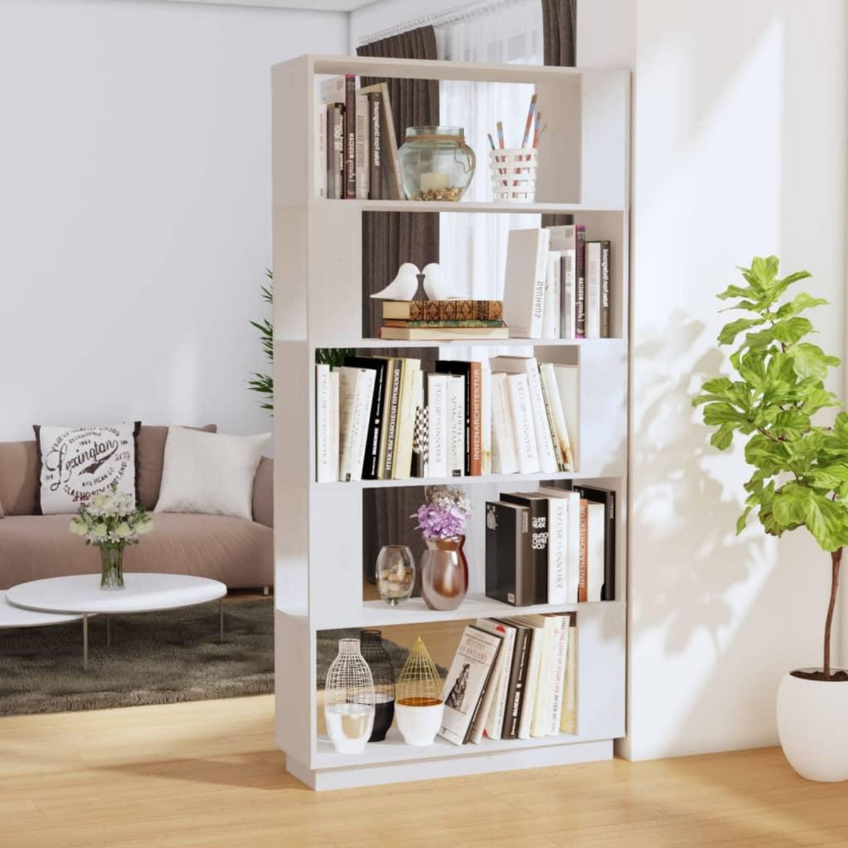 VIDAXL Bibliotheque/Separateur de piece Blanc 80x25x163,5cm Pin massif