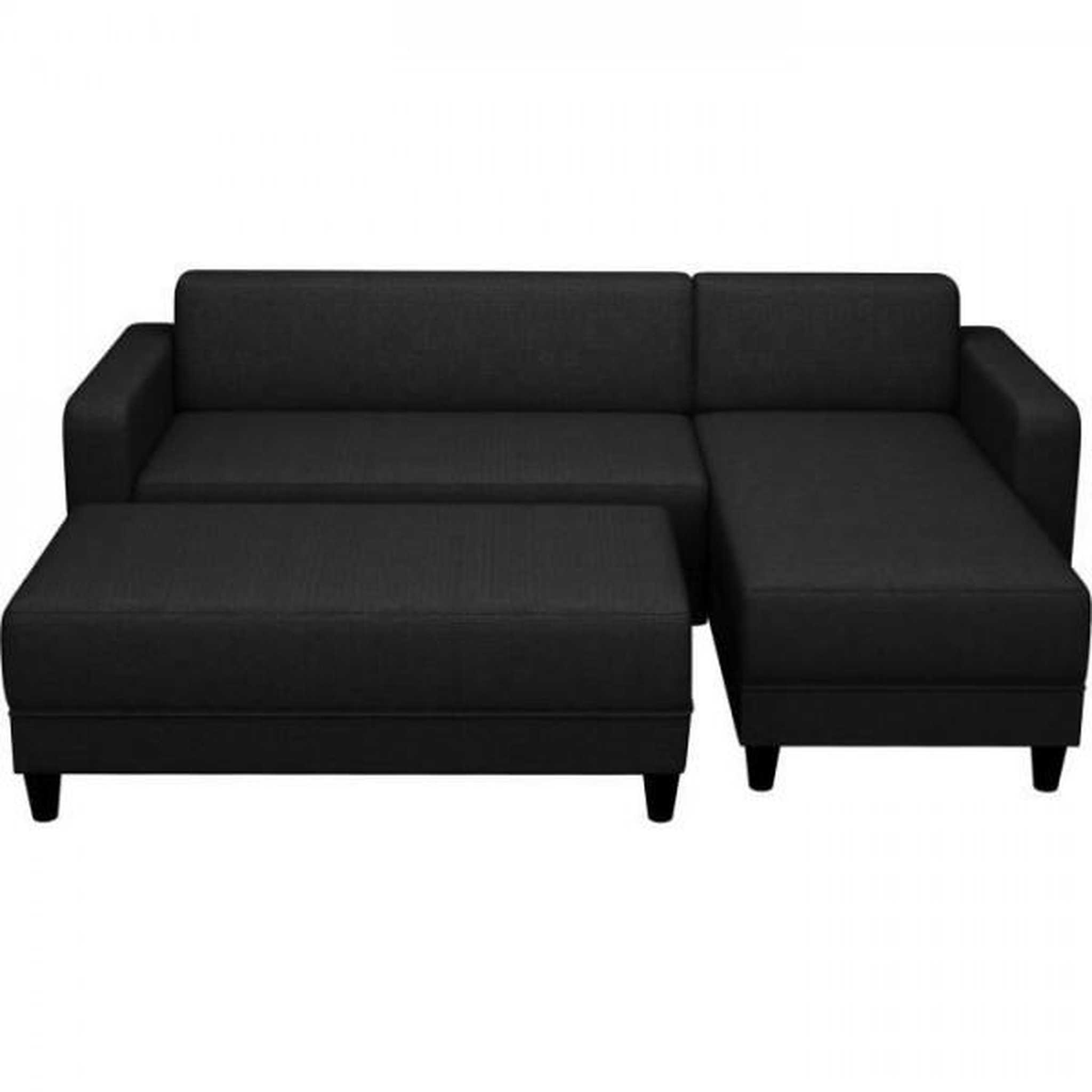Voir la diapositive 1 : MARKET24 Canapé d'angle fixe 3 places BOB - Tissu Anthracite - Banc - L 197 x P 138 x H 65 cm