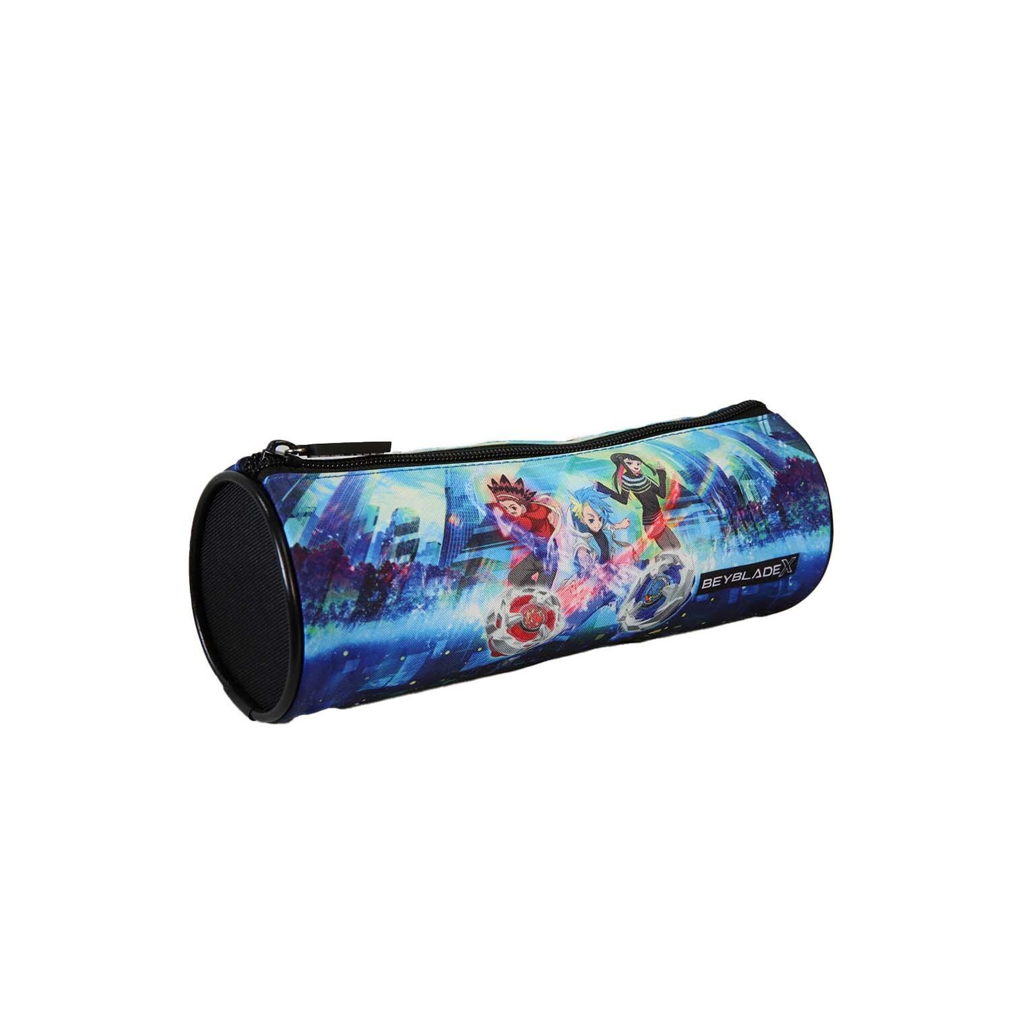 Voir la diapositive 2 : Bagtrotter Beyblade X - Trousse Scolaire Ronde - Bleu - Garçon - 1 Compartiment