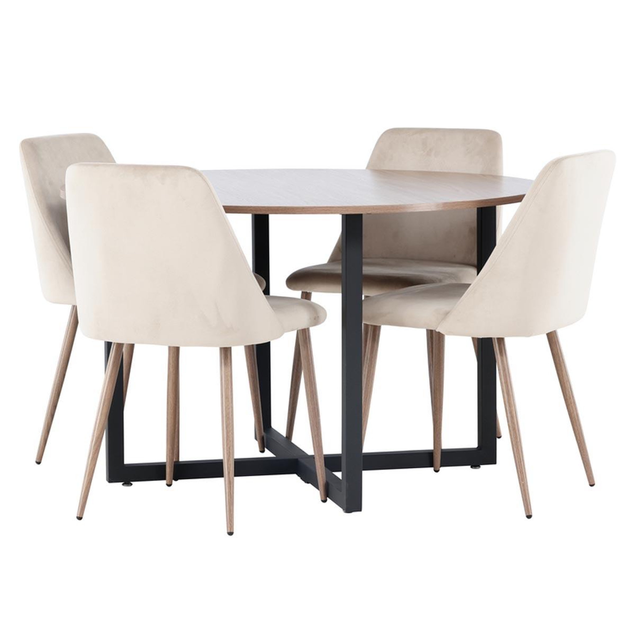 Paris Prix Ensemble table à manger & 4 chaises  durango & night  120cm noyer & marron