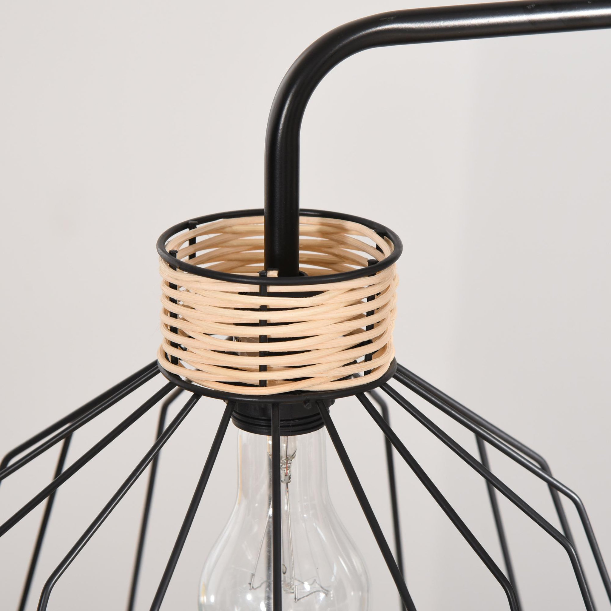 Voir la diapositive 5 : HOMCOM Lampadaire design industriel grillagé et arqué 40 w max. Métal noir rotin