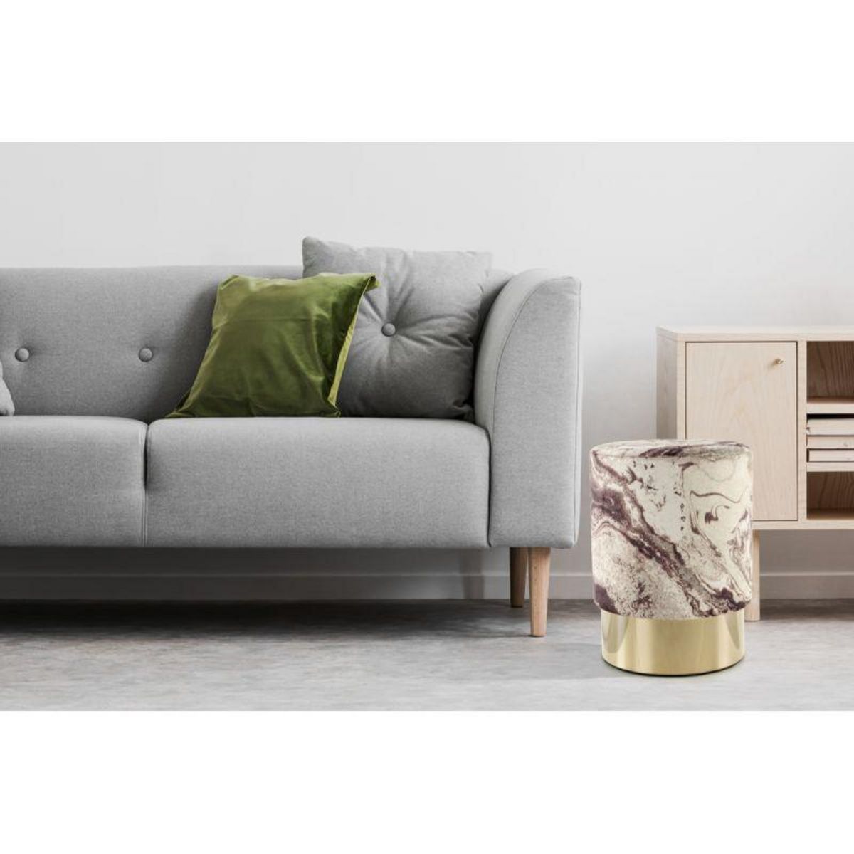 Paris Prix Pouf Design Marbré  Gipsy  46cm Bronze