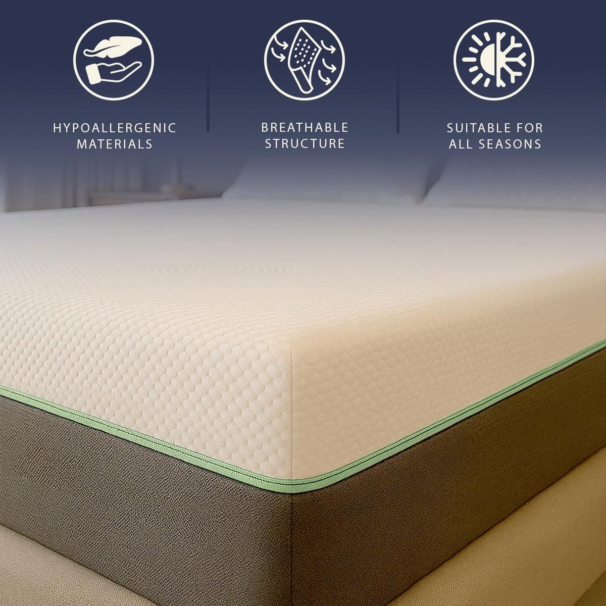 THE WHITE STONE Matelas 80x190 en Mémoire de Forme Breeze & Ressorts Ensachés | Hauteur 25 cm | Respirant, Anallergique & Antibactérien | Housse Déhoussable
