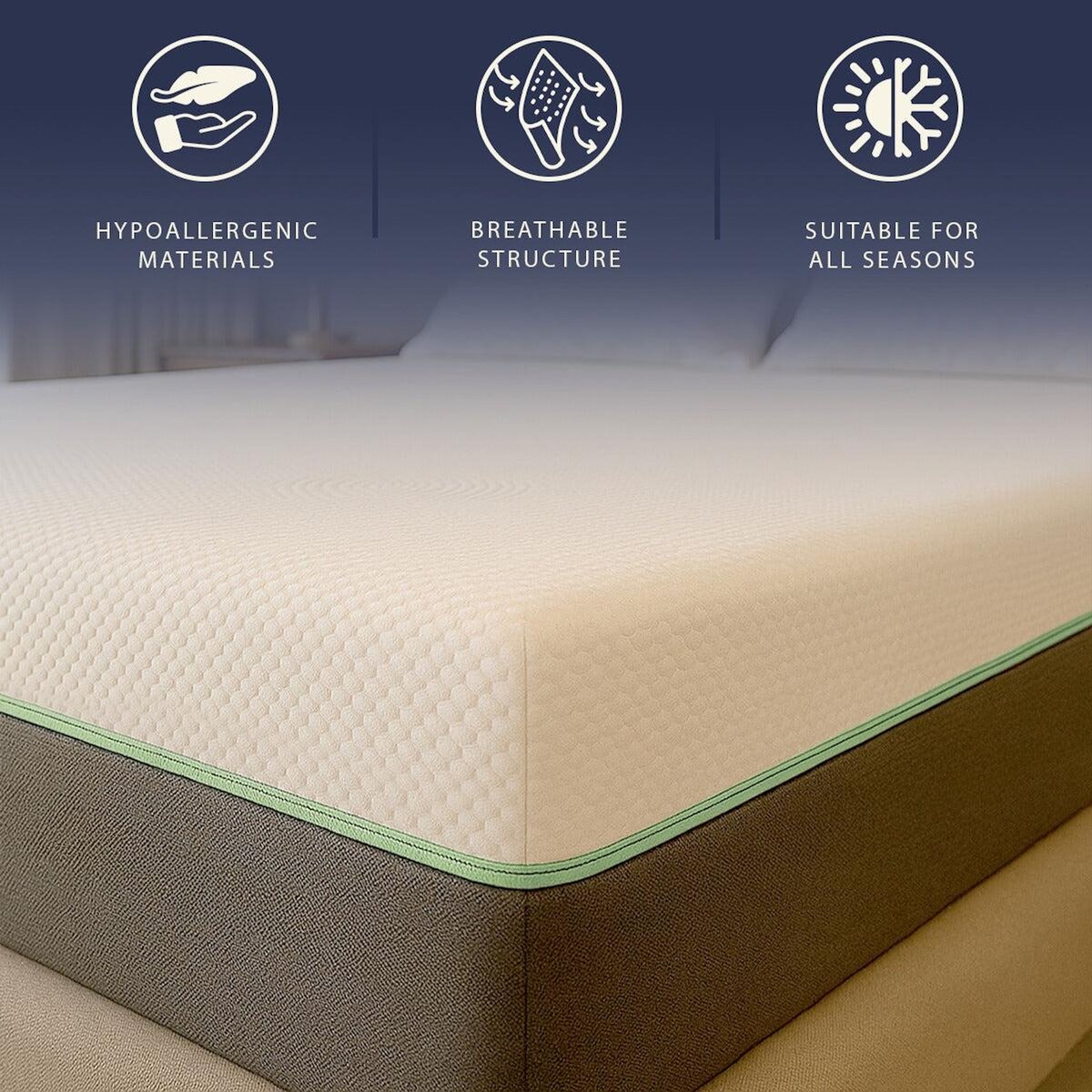 THE WHITE STONE Matelas 80x190 en Mémoire de Forme Breeze & Ressorts Ensachés | Hauteur 25 cm | Respirant, Anallergique & Antibactérien | Housse Déhoussable