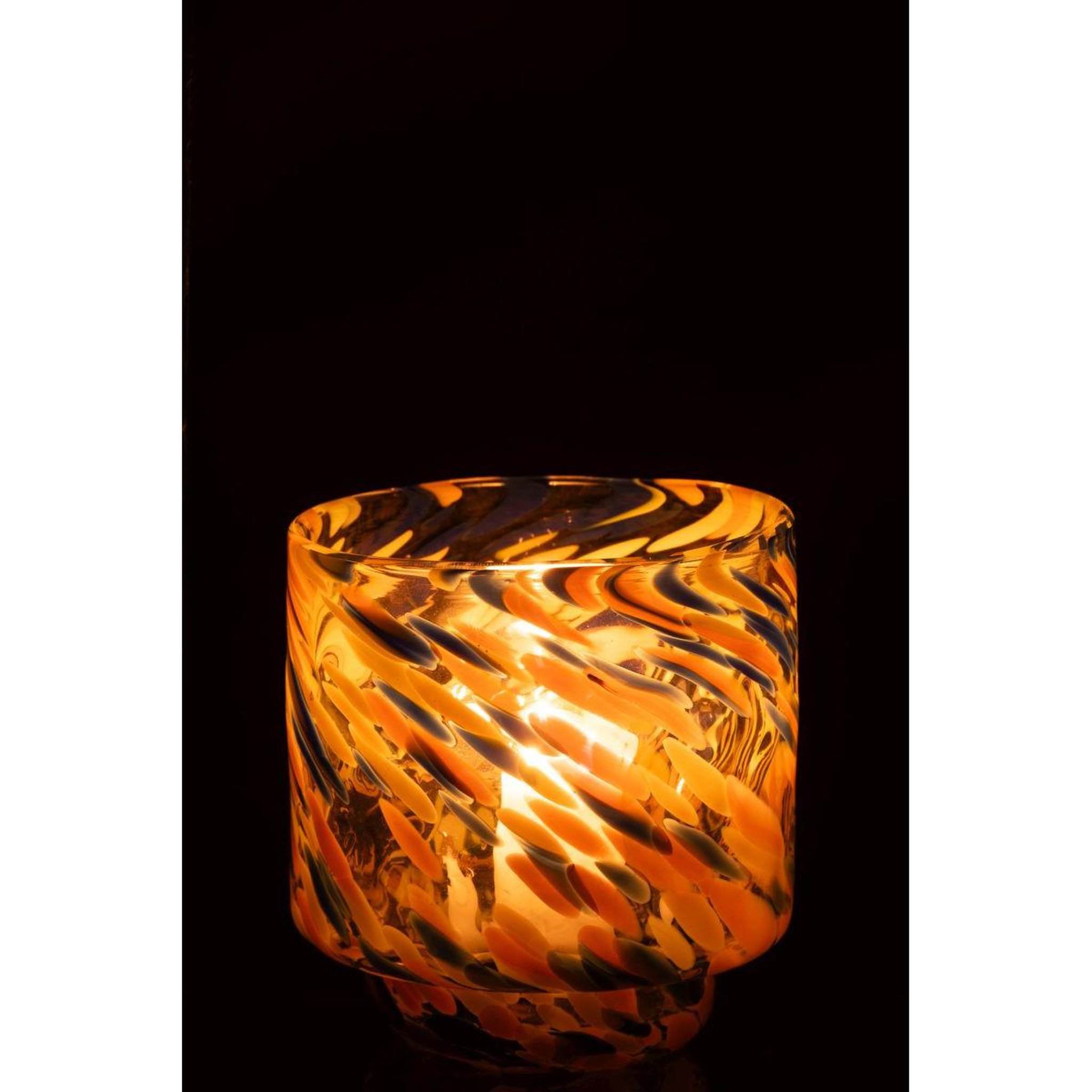 Voir la diapositive 3 : J-LINE Photophore vase en verre  arun  15cm multicolore